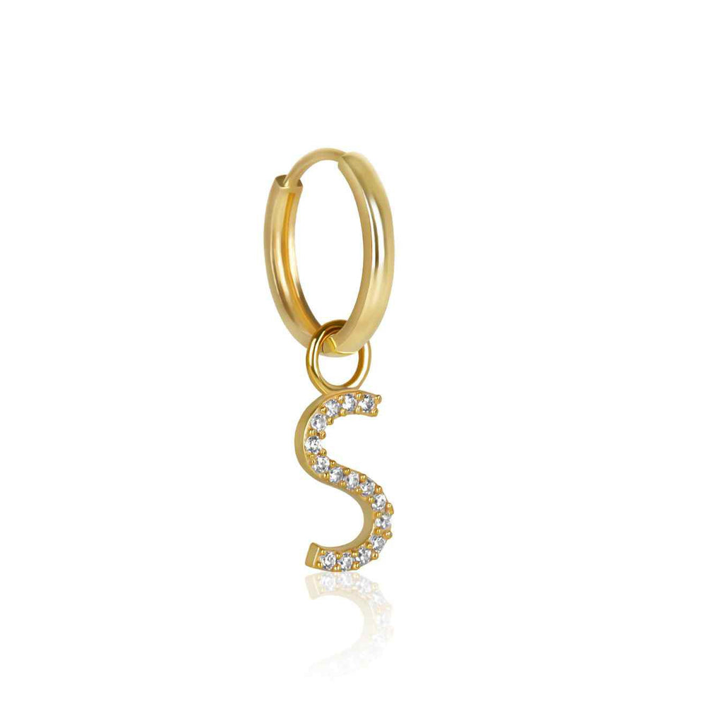 The Yellow Gold Diamond Letter Earrings
