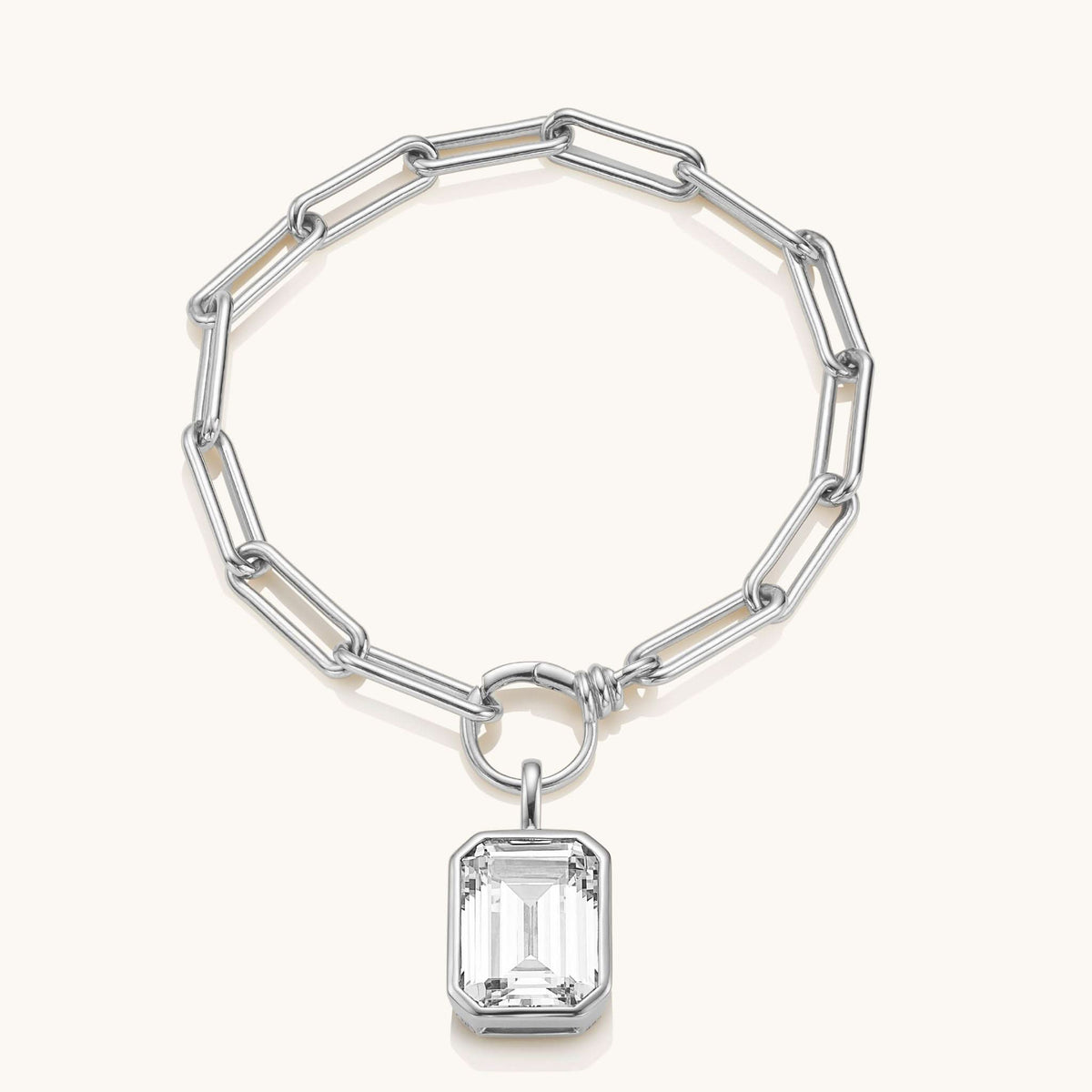 The Silver Formes Bracelet Emerald Charm (Drop only)