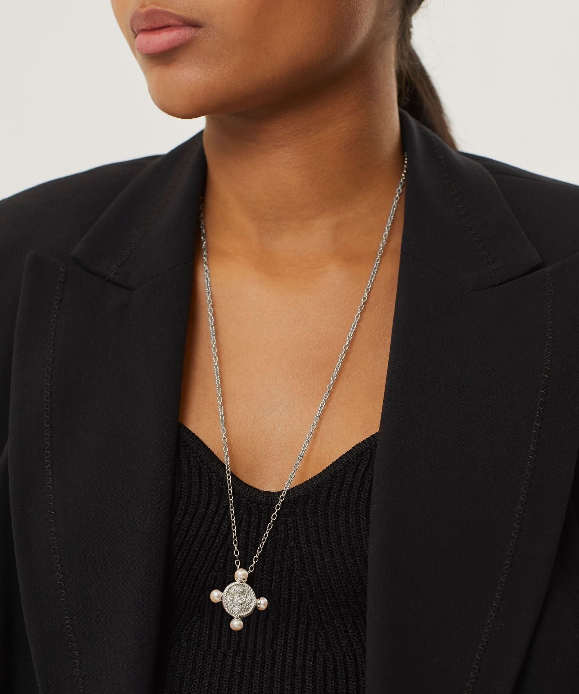 The New Romantics Silver Pearl Necklace