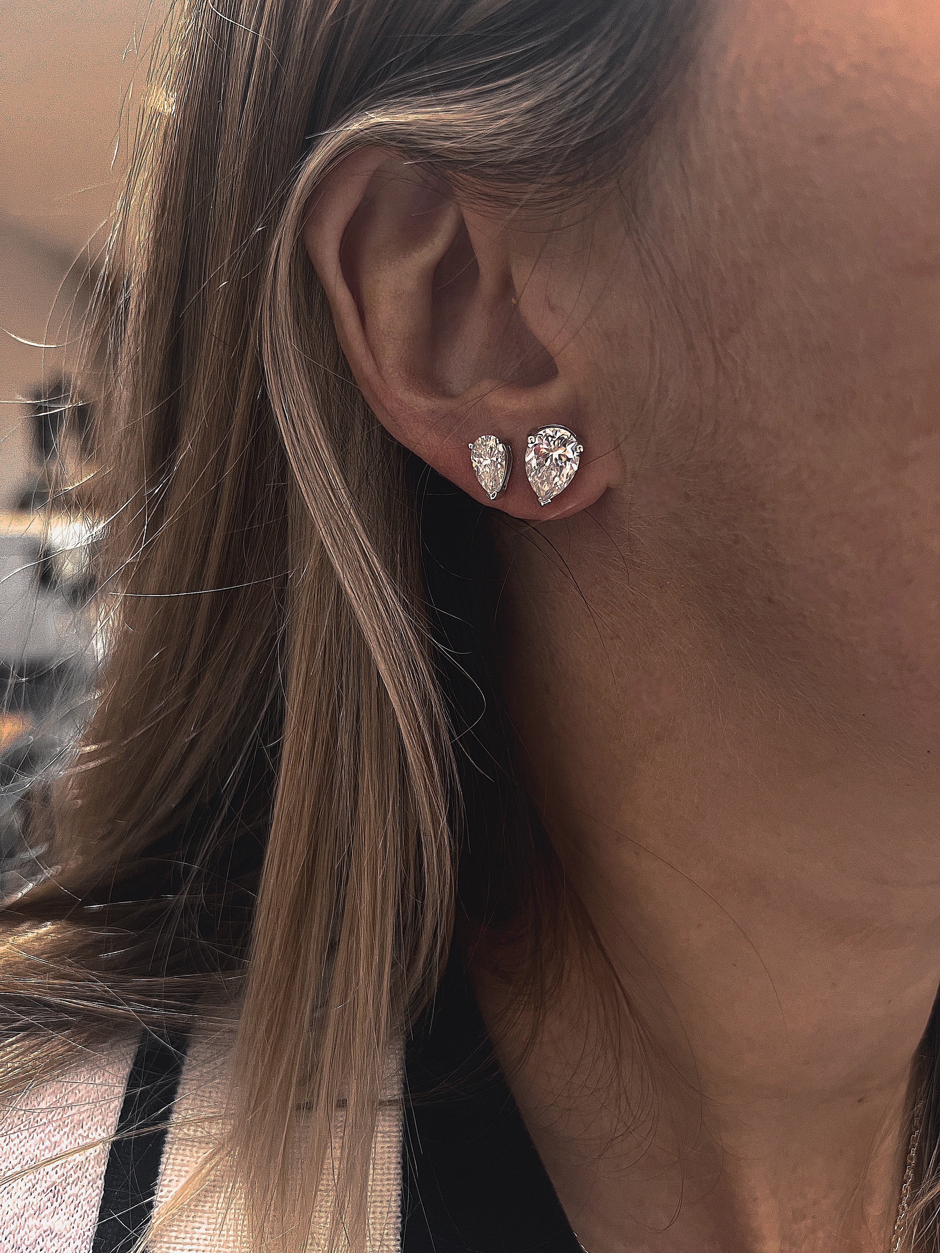 The Pear-Cut Moissanite Studs