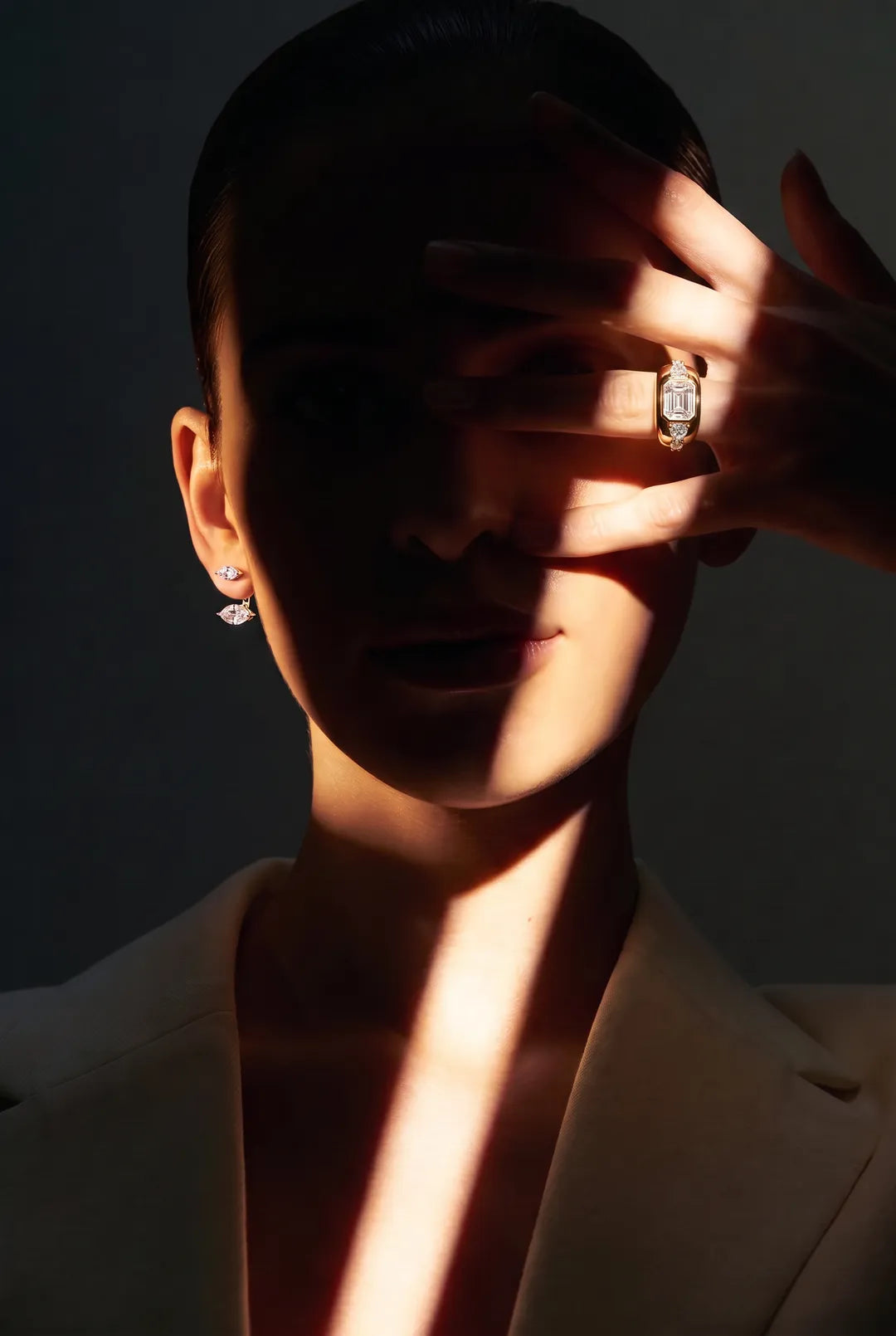 Odeon Ring + Marquise Earrings - Shadow Editorial