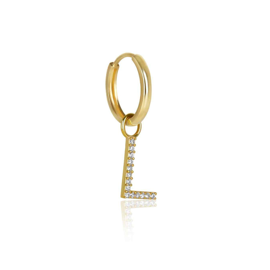 The Yellow Gold Diamond Letter Earrings