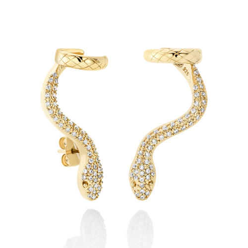 The Gold Climbing Serpent Earrings
