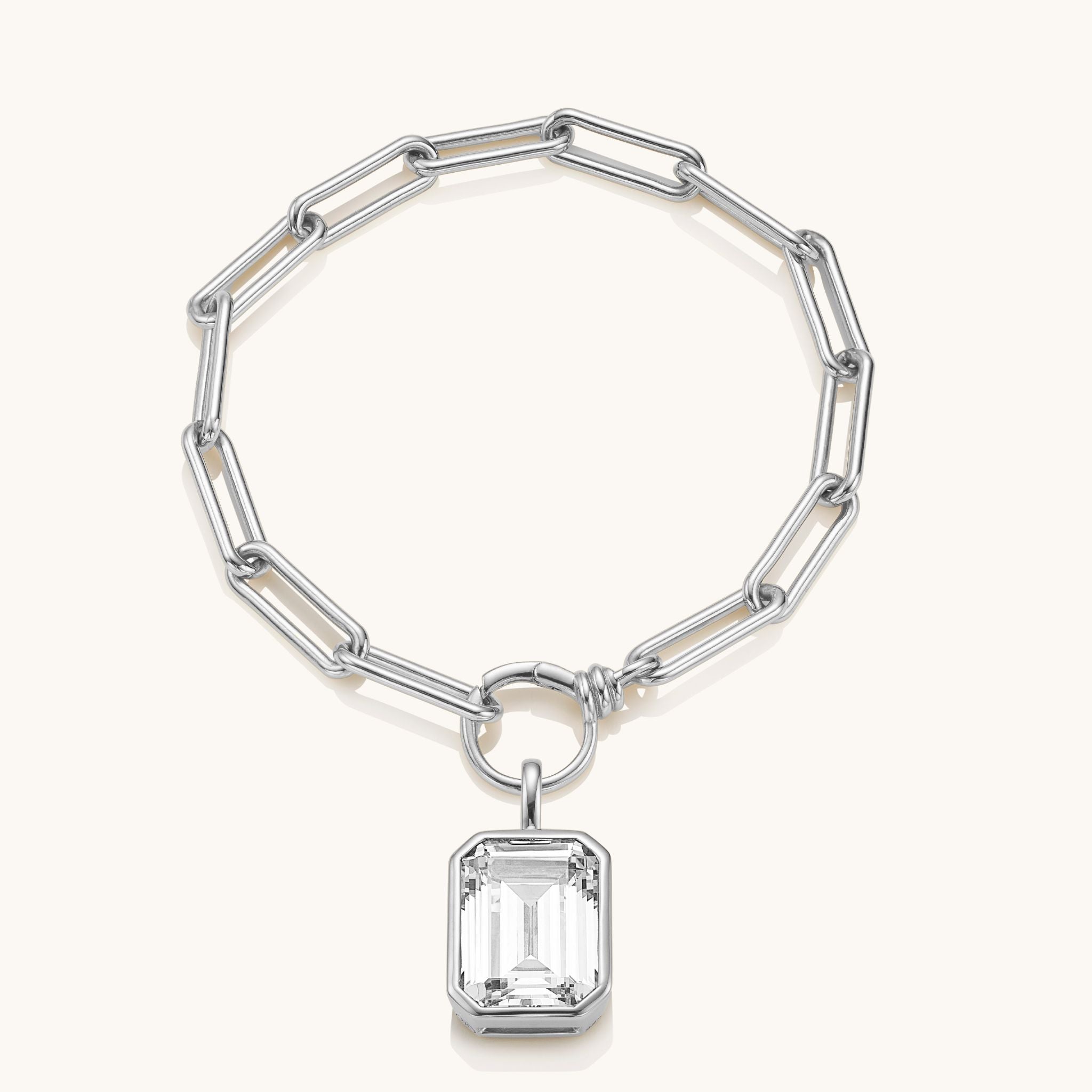 The Silver Formes Bracelet Emerald Charm (Drop only)