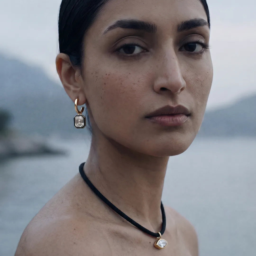 Axis Necklace Black on model lakeside