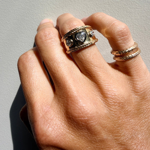 Sample:  The Heart Cigar Band Ring (size N)