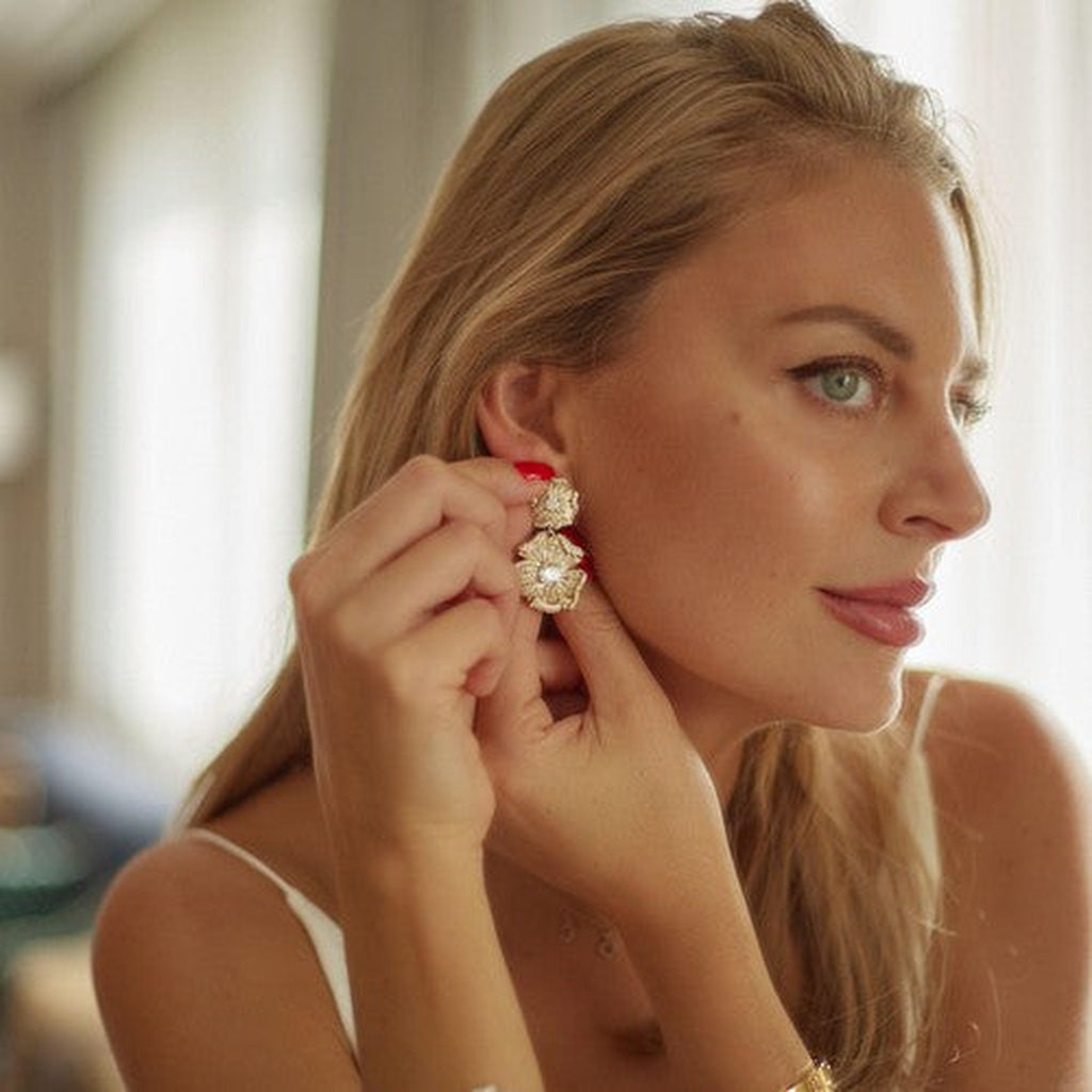The Gold Double Bloom Earrings