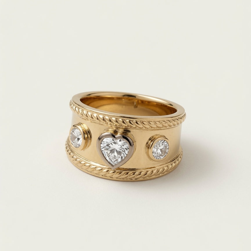 Sample:  The Heart Cigar Band Ring (size N)