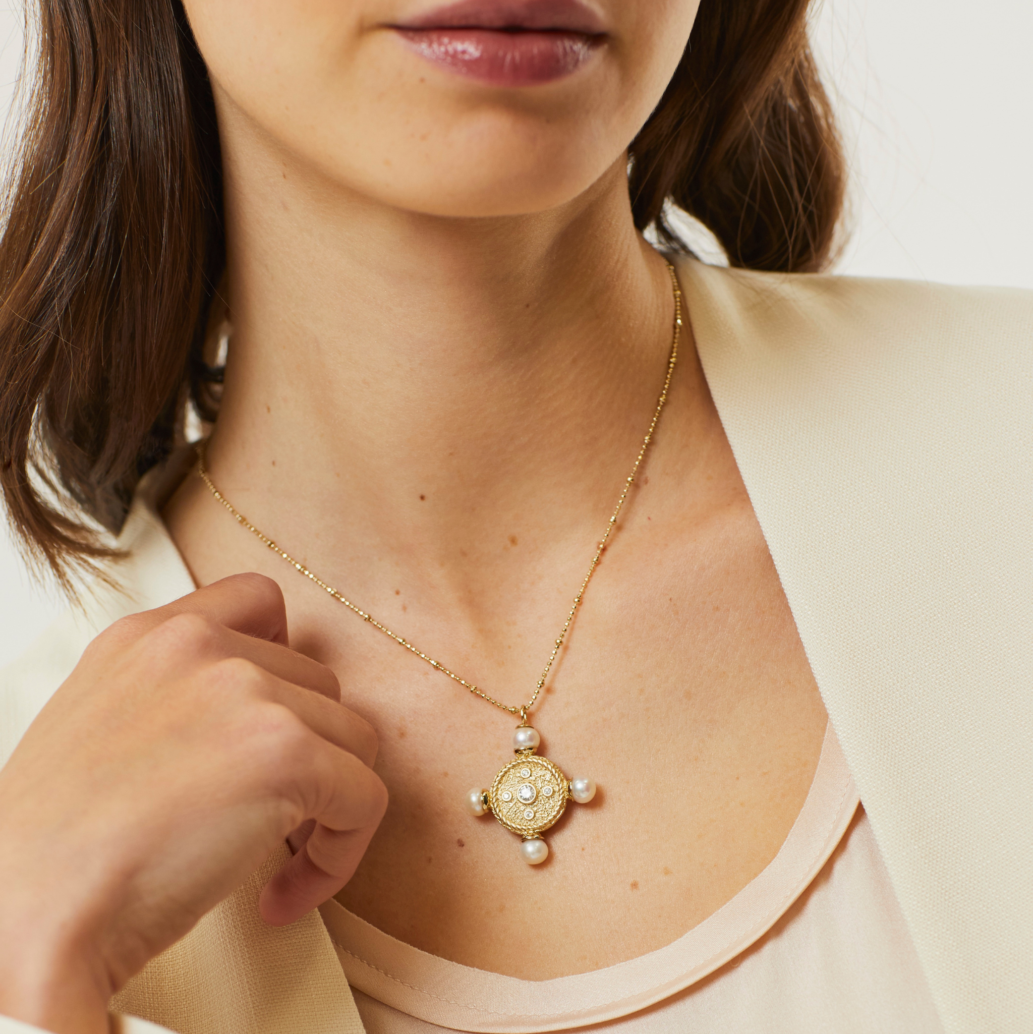 The New Romantics Gold Pearl Necklace