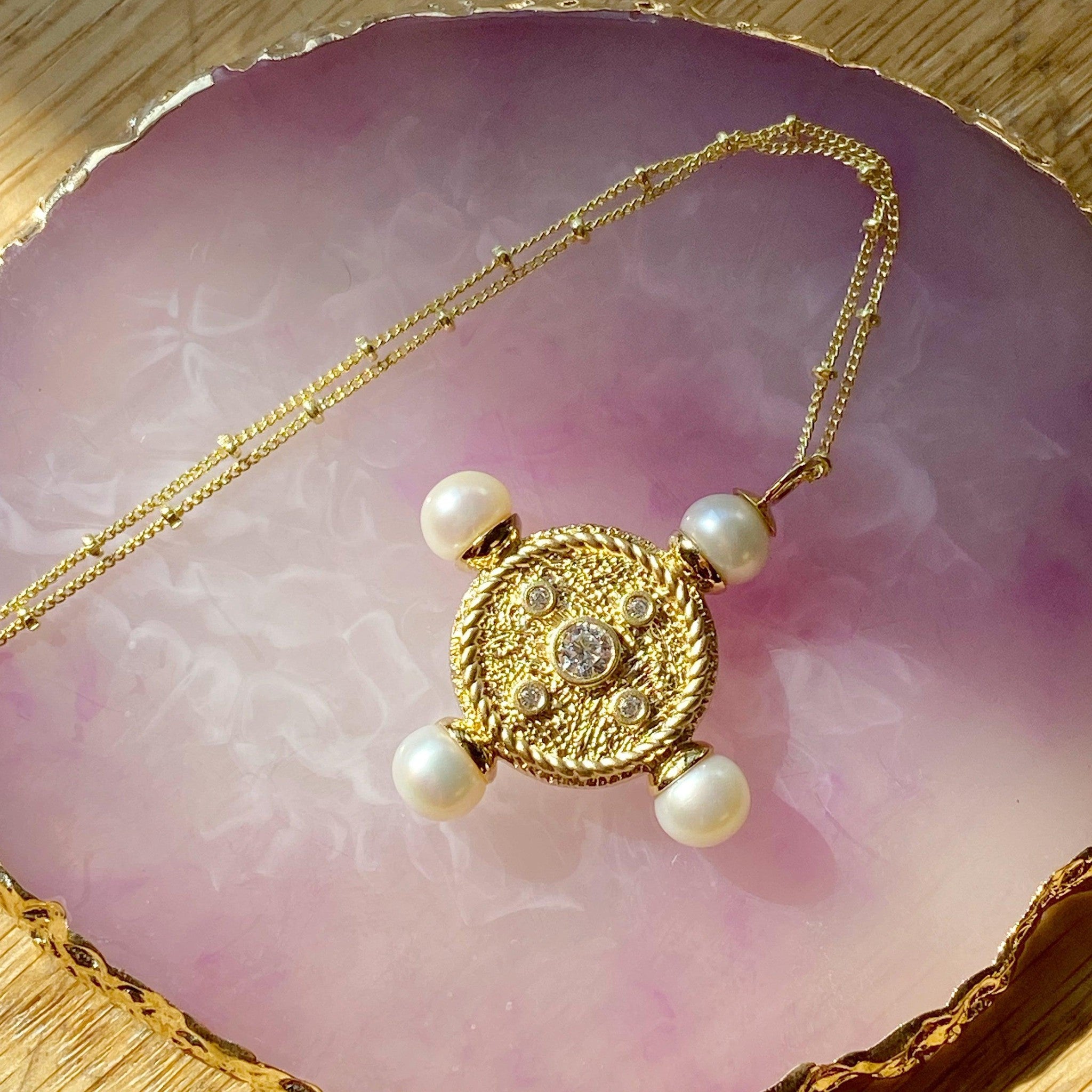 The New Romantics Gold Pearl Necklace