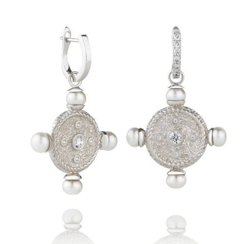 The New Romantics Silver Pearl Earrings