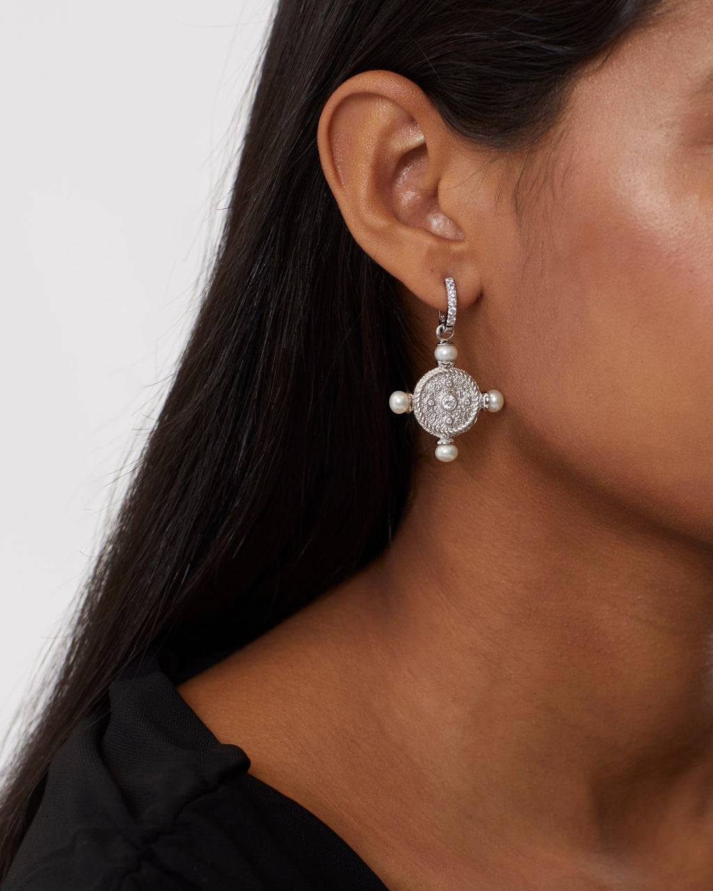 The New Romantics Silver Pearl Earrings